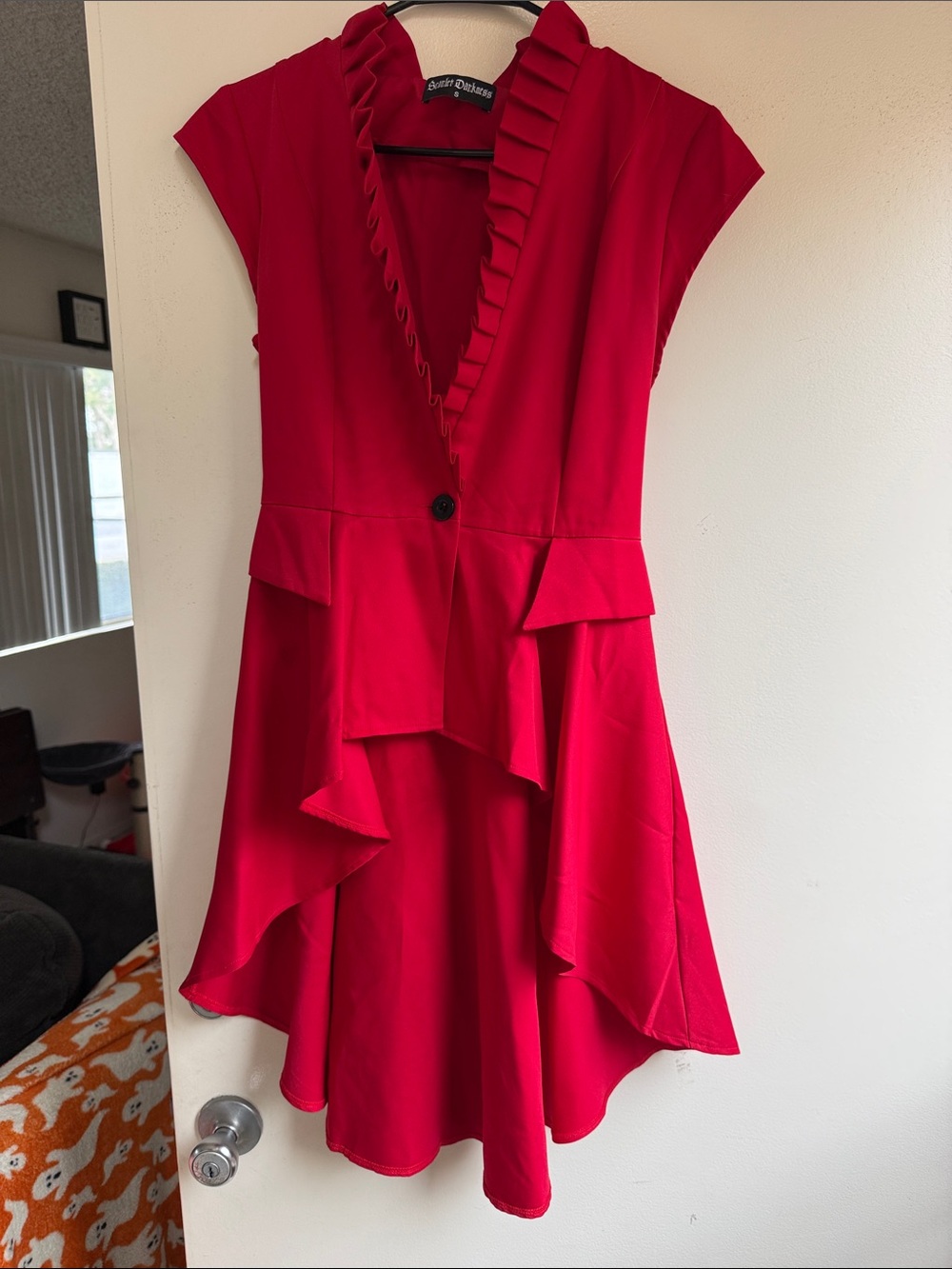 Bright Red Ruffled Peplum Dress Vest - Scarlet Darkness